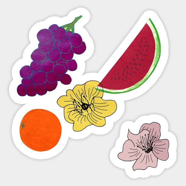 Fruits on Yellow Sticker by MitaDreamDesign